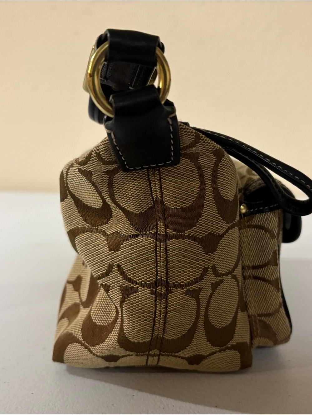 Coach 65th Ann Brown Signature Mini Bag with Black Trim F06K - 40224 EUC - Picture 6 of 13